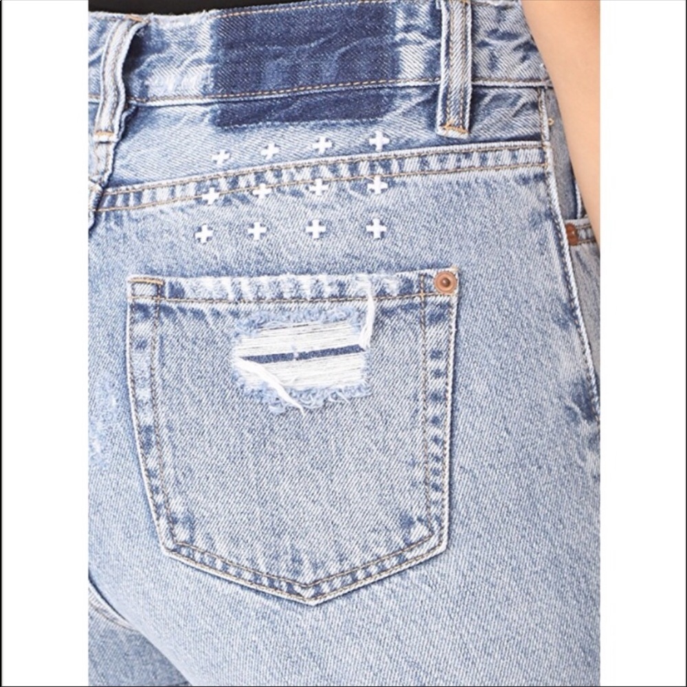 Ksubi Slim Pin Distressed High Waisted Mom Jean 28
